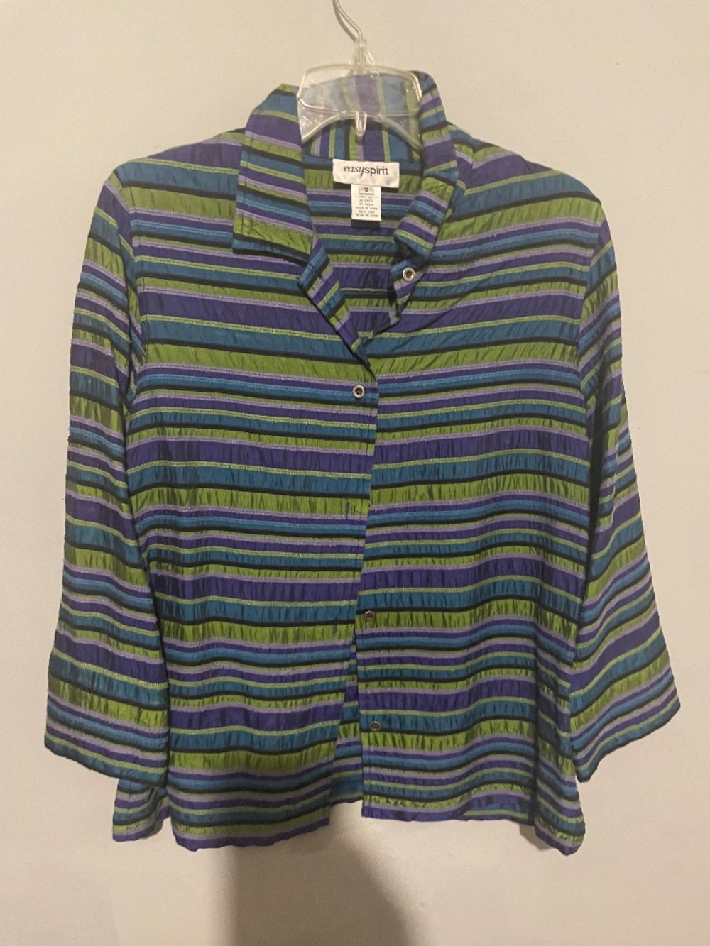 Easy spirit women’s size, medium, blue, and green striped jacket